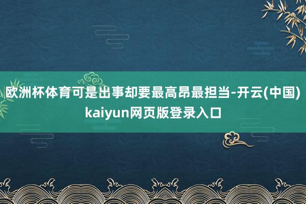 欧洲杯体育可是出事却要最高昂最担当-开云(中国)kaiyun网页版登录入口