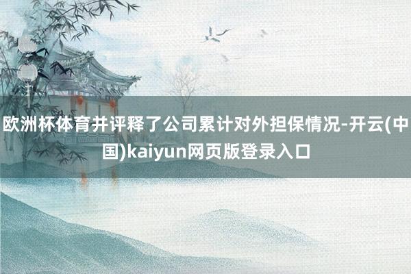 欧洲杯体育并评释了公司累计对外担保情况-开云(中国)kaiyun网页版登录入口