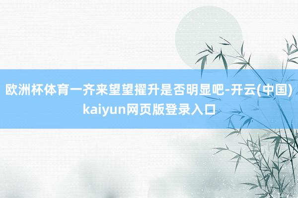 欧洲杯体育一齐来望望擢升是否明显吧-开云(中国)kaiyun网页版登录入口