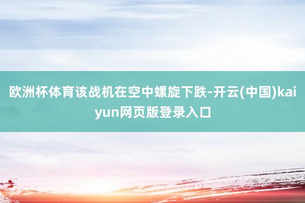 欧洲杯体育该战机在空中螺旋下跌-开云(中国)kaiyun网页版登录入口