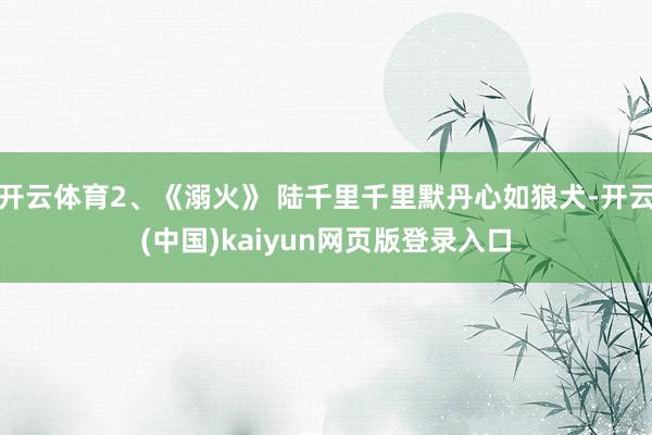 开云体育2、《溺火》 陆千里千里默丹心如狼犬-开云(中国)kaiyun网页版登录入口