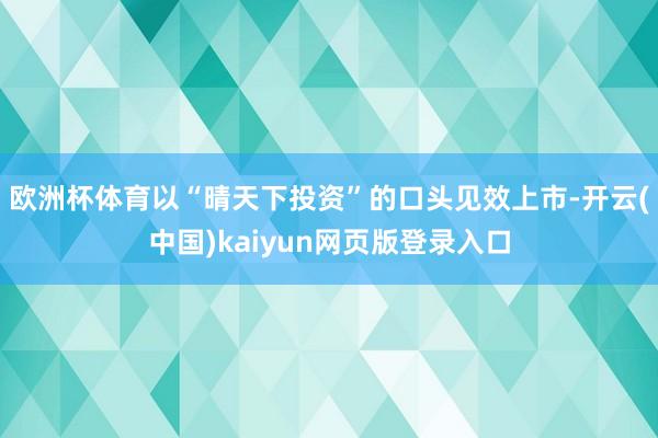 欧洲杯体育以“晴天下投资”的口头见效上市-开云(中国)kaiyun网页版登录入口