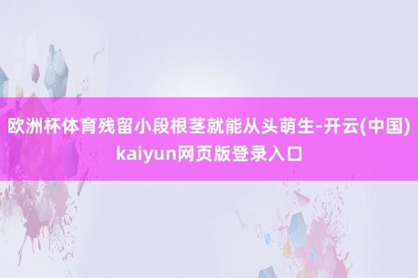 欧洲杯体育残留小段根茎就能从头萌生-开云(中国)kaiyun网页版登录入口